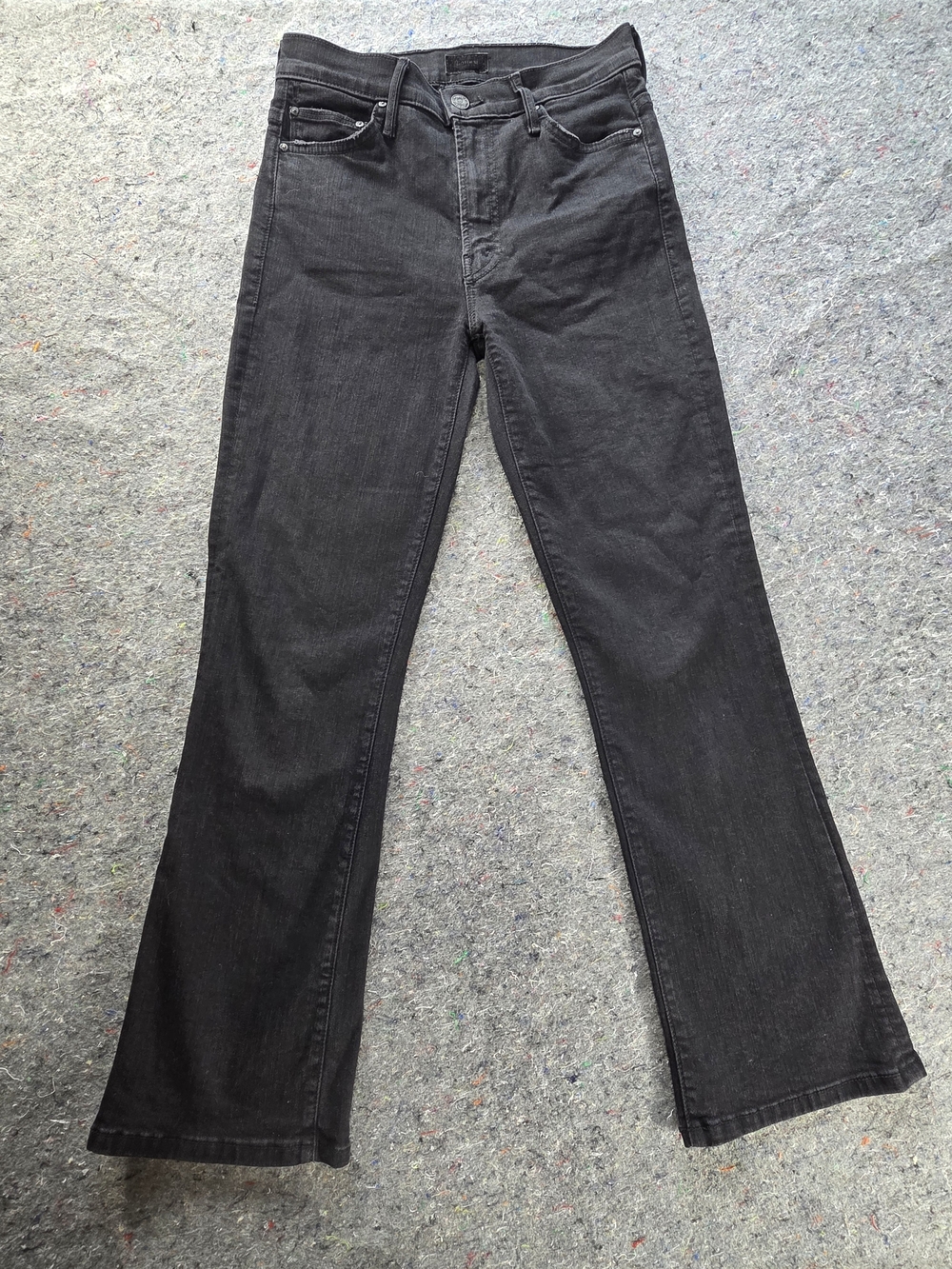 MOTHER The Insider Crop Step Fray Jeans Womens 25 Black Not Guilty 1137-180